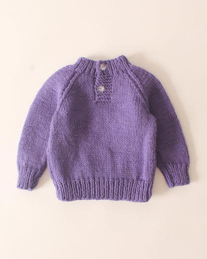 Woonie Violet Sweater-Star Embroidered-Acrylic Handmade-For Infants