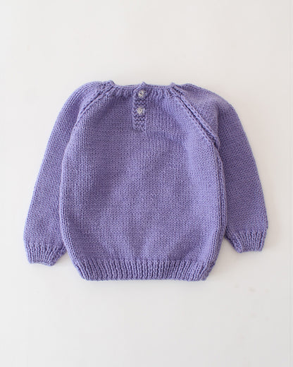 Woonie Lavender Sweater-Love Embroidered-Acrylic Handmade-For Infants