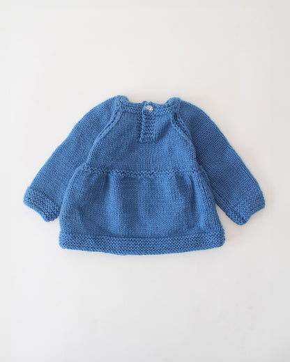 Woonie Blue Dress-Embroidered-Acrylic Handmade-For Infants