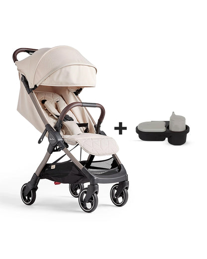 Silver Cross Clic Stroller-With Snack Tray & Rain Cover-Cabin Friendly-One Hand Fold-For 0 to 4Y (Upto 22 kg)-Almond