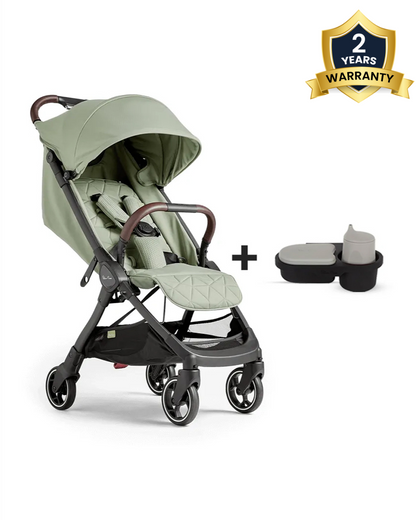 Silver Cross Clic Stroller-With Snack Tray-Cabin Friendly-One Hand Fold-For 0 to 4Y (Upto 22 kg)-Sage