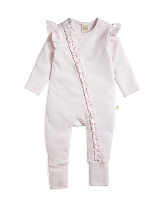 Tiny Twig Pastel Pink Sleepsuit Solid 100% GOTS Certified Organic Cotton For Infants