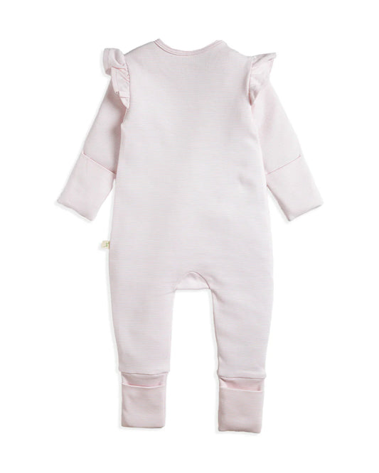 Tiny Twig Pastel Pink Sleepsuit Solid 100% GOTS Certified Organic Cotton For Infants