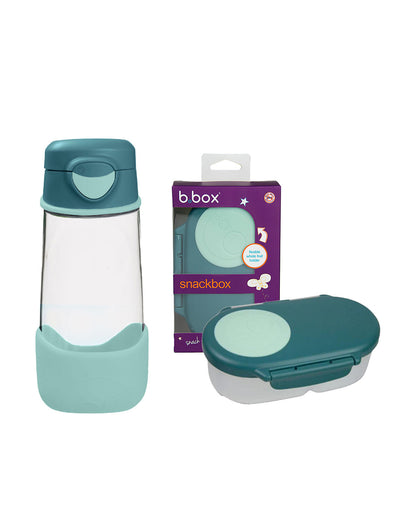 b.box Baby Birthday Feeding Set-Pack of 2-Snack Box & Spout Drink Bottle-Green