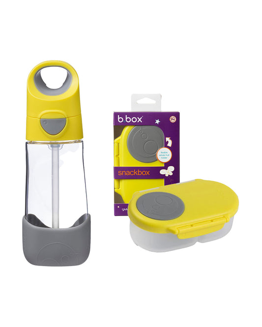 b.box Baby Birthday Feeding Set-Pack of 2-Snack Box & Spout Drink-Yellow