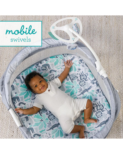 Infantino Sweet Dreams Fold & Go Bassinet-With Removable Mat & Full Cover Canopy-Includes Sensory Engaging Toys-Koala-Grey-For 0 to 9M