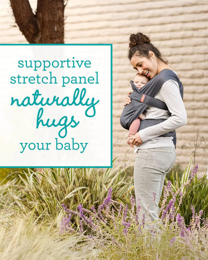 Infantino Hug & Cuddle Adjustable Hybrid Wrap Carrier-Pre Formed Wrap for Easy Wear-With Expandable Front Pocket-Waist Belt & Adjustable Padded Back Support-Upto 3 to 11.5 Kg-Black