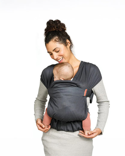 Infantino Hug & Cuddle Adjustable Hybrid Wrap Carrier-Pre Formed Wrap for Easy Wear-With Expandable Front Pocket-Waist Belt & Adjustable Padded Back Support-Upto 3 to 11.5 Kg-Black