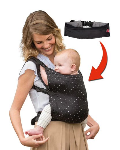 Infantino Zip Ergonomic Travel Baby Carrier-Two Way Carry-Folds Up Into Waist Belt-Ergonomic Design-Easy to Fold-For 0 to 2Y (5.4 to 18 Kg)-Black