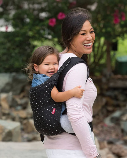 Infantino Zip Ergonomic Travel Baby Carrier-Two Way Carry-Folds Up Into Waist Belt-Ergonomic Design-Easy to Fold-For 0 to 2Y (5.4 to 18 Kg)-Black