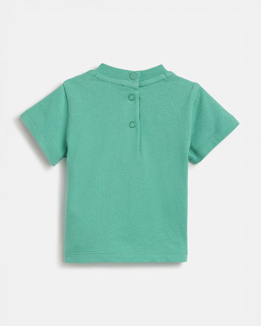 Chicco Sea Green T-shirt-Cotton-Printed-For Infants