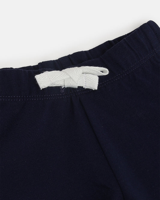 Chicco Orange & Navy Blue T-shirt & Shorts Set-Cotton-Printed-For Infants