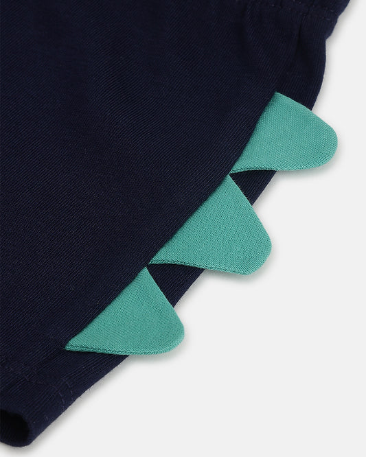 Chicco Orange & Navy Blue T-shirt & Shorts Set-Cotton-Printed-For Infants