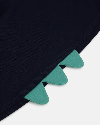 Chicco White & Navy Blue T-shirt & Jogger Set-Cotton-Printed-For Infants