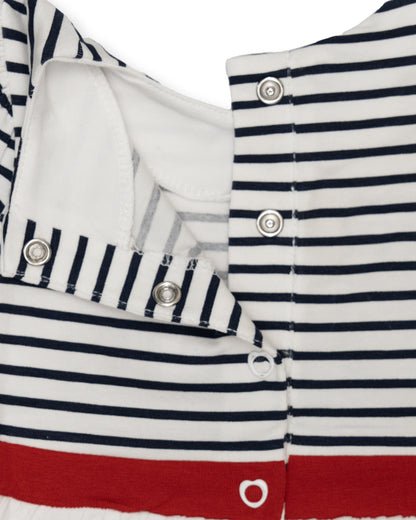 Chicco Red Frock Dress-Cotton-Striped-For Infants