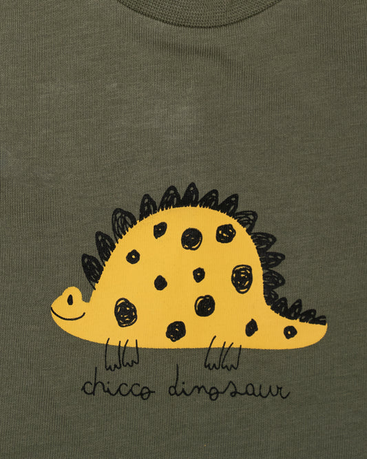 Chicco Sage Green & White T-shirt & Shorts Set-Cotton-Printed-For Infants