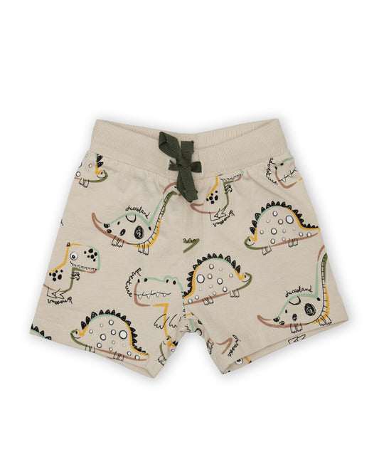 Chicco Sage Green & White T-shirt & Shorts Set-Cotton-Printed-For Infants