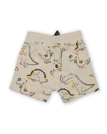 Chicco Sage Green & White T-shirt & Shorts Set-Cotton-Printed-For Infants