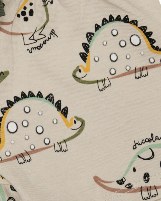 Chicco Sage Green & White T-shirt & Shorts Set-Cotton-Printed-For Infants