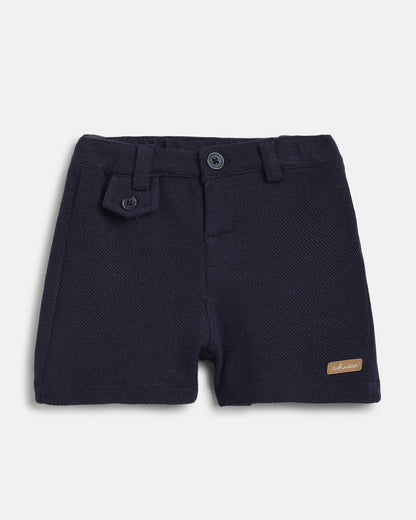 Chicco White & Blue Shirt & Shorts Set with Tie- Cotton-Solid-For Infants