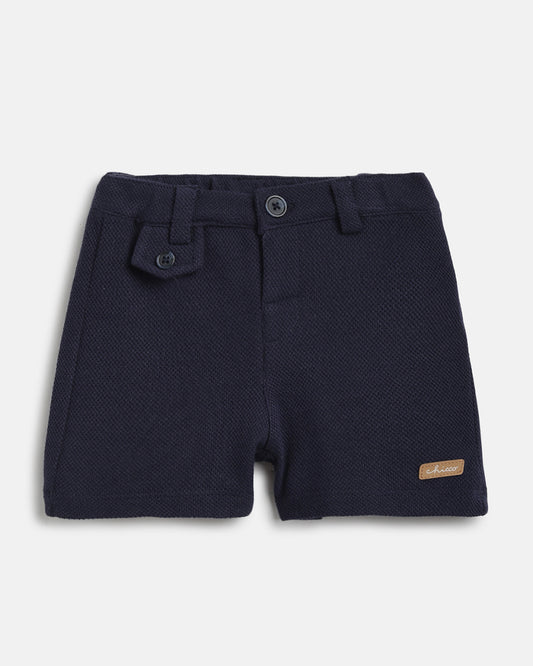 Chicco White & Blue Shirt & Shorts Set with Tie- Cotton-Solid-For Infants