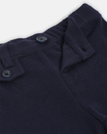 Chicco White & Blue Shirt & Shorts Set with Tie- Cotton-Solid-For Infants