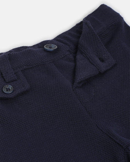 Chicco White & Blue Shirt & Shorts Set with Tie- Cotton-Solid-For Infants