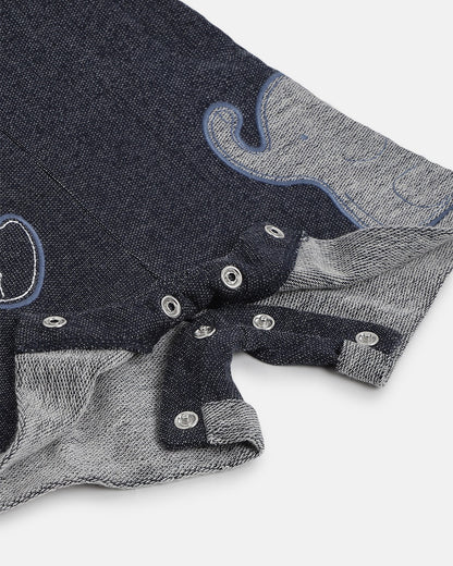 Chicco White & Navy Blue Dungaree with T-shirt-Cotton-Solid-For Infants