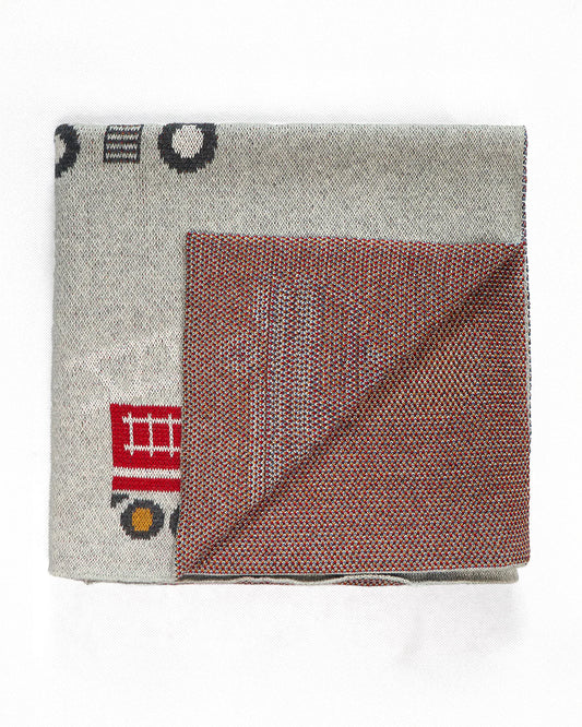 Pluchi Lets Go Exploring Knitted Baby Blanket-100% Cotton-Multicolor-For Infants