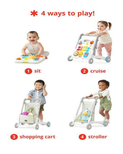 Skip Hop Musical Activity Walker-4 in 1 Convertible-Anti-Skid-40+ Play Features-6M+