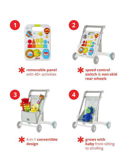 Skip Hop Musical Activity Walker-4 in 1 Convertible-Anti-Skid-40+ Play Features-6M+