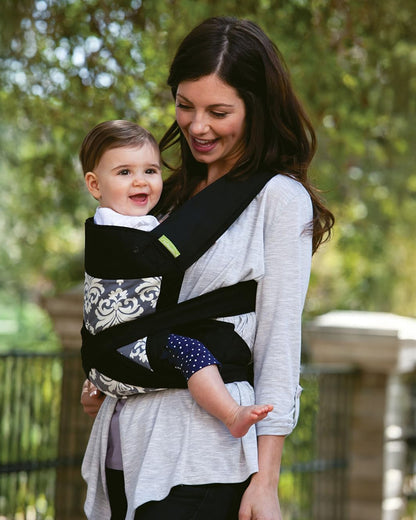 Infantino Sash Mei Tai Baby Carrier-3 Positions Carry-With Padded Shoulder Straps & Head Support-Includes Removable Hood-For 0M+ (3.6 to 16.3 Kg)-Black