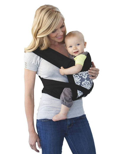 Infantino Sash Mei Tai Baby Carrier-3 Positions Carry-With Padded Shoulder Straps & Head Support-Includes Removable Hood-For 0M+ (3.6 to 16.3 Kg)-Black