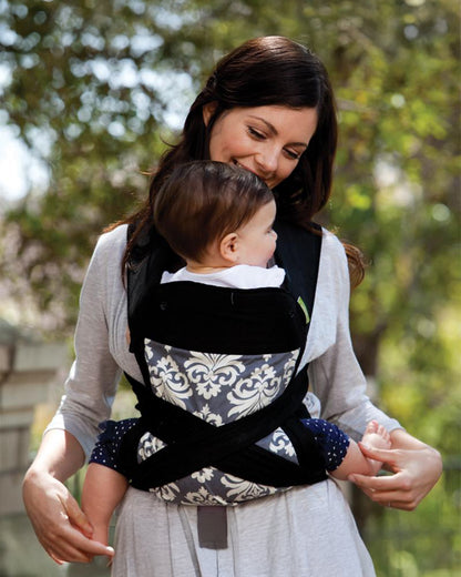 Infantino Sash Mei Tai Baby Carrier-3 Positions Carry-With Padded Shoulder Straps & Head Support-Includes Removable Hood-For 0M+ (3.6 to 16.3 Kg)-Black