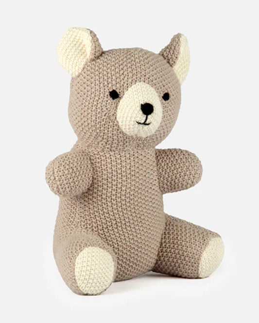 Bambini Almond Harry Bear Knitted Soft Toy-Improves Tactile Stimulation-Plush Cuddly Toy For Newborn