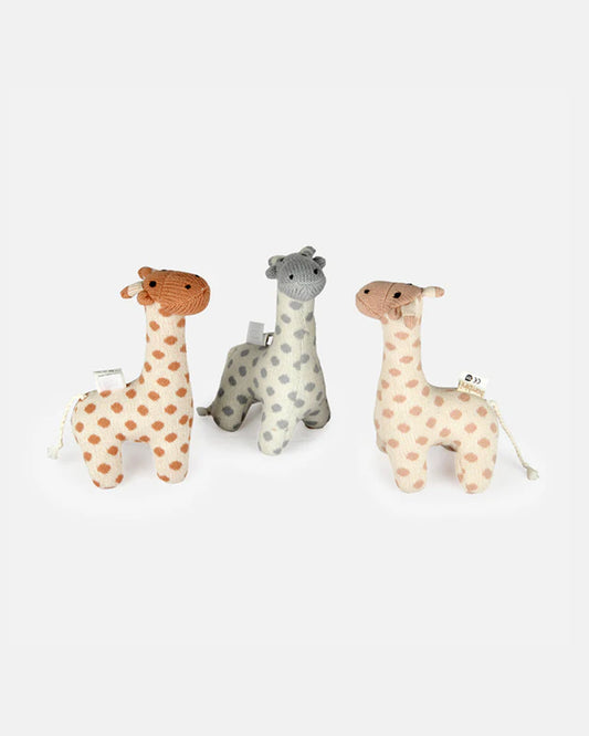 Bambini Baby Blue Dusty Giraffe Knitted Soft Toy-Improves Tactile Stimulation-Plush Cuddly Toy For Newborn