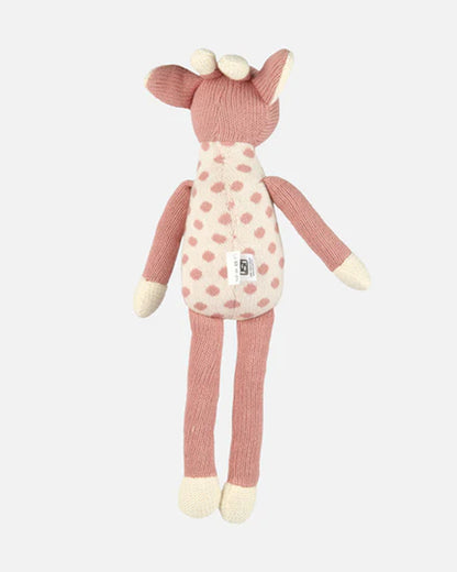 Bambini Coral Almond Dotty Giraffe Knitted Soft Toy-Improves Tactile Stimulation-Plush Cuddly Toy For Newborn