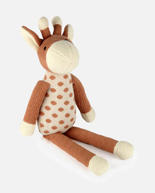 Bambini Musk Melon Dotty Giraffe Knitted Soft Toy-Improves Tactile Stimulation-Plush Cuddly Toy For Newborn