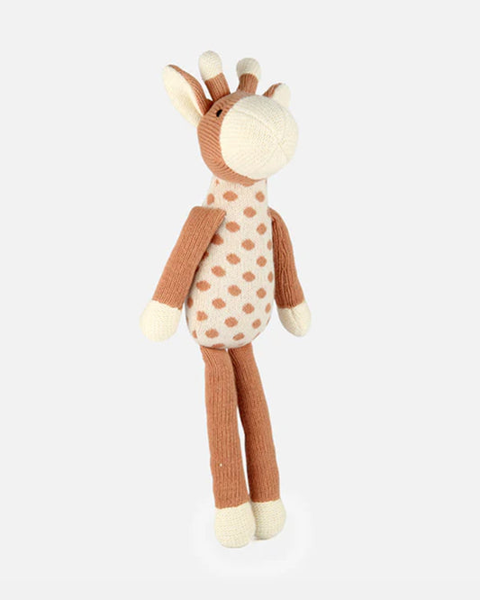 Bambini Musk Melon Dotty Giraffe Knitted Soft Toy-Improves Tactile Stimulation-Plush Cuddly Toy For Newborn