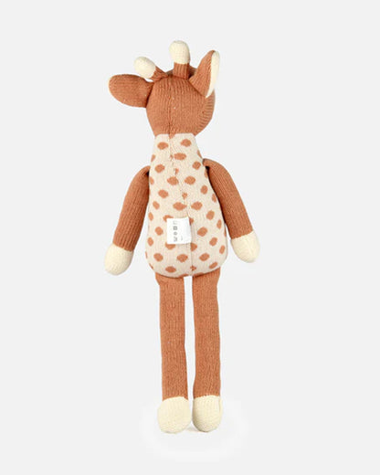 Bambini Musk Melon Dotty Giraffe Knitted Soft Toy-Improves Tactile Stimulation-Plush Cuddly Toy For Newborn