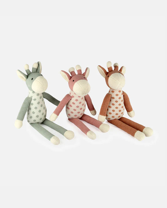 Bambini Musk Melon Dotty Giraffe Knitted Soft Toy-Improves Tactile Stimulation-Plush Cuddly Toy For Newborn