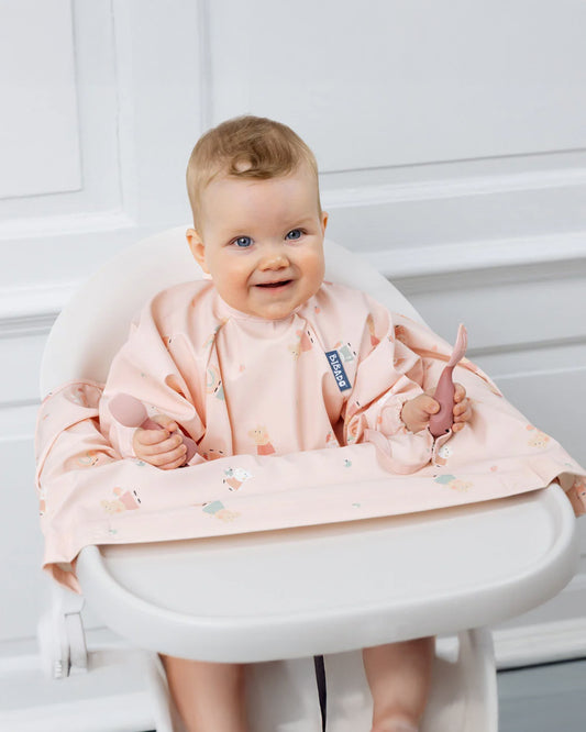 Bibado Long Sleeve Coverall Shirt Weaning Bib-Stain & Water Proof-Peppa Pig Print-Pink-For Infants