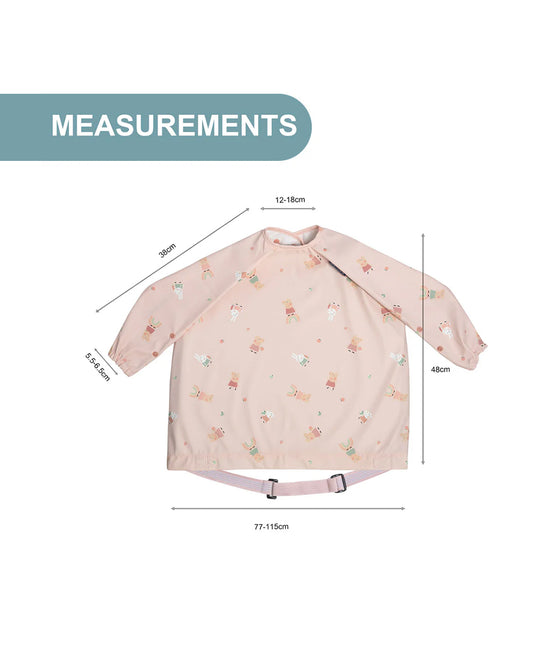 Bibado Long Sleeve Coverall Shirt Weaning Bib-Stain & Water Proof-Peppa Pig Print-Pink-For Infants