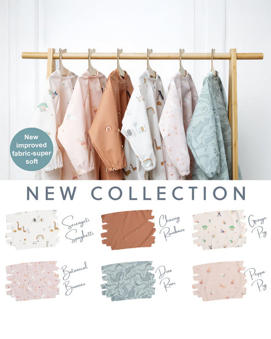 Bibado Long Sleeve Coverall Shirt Weaning Bib-Stain & Water Proof-Peppa Pig Print-Pink-For Infants