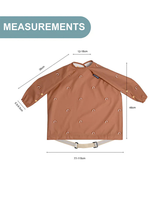 Bibado Long Sleeve Coverall Shirt Weaning Bib-Stain & Water Proof-Chasing Rainbows Print-Brown-For Infants