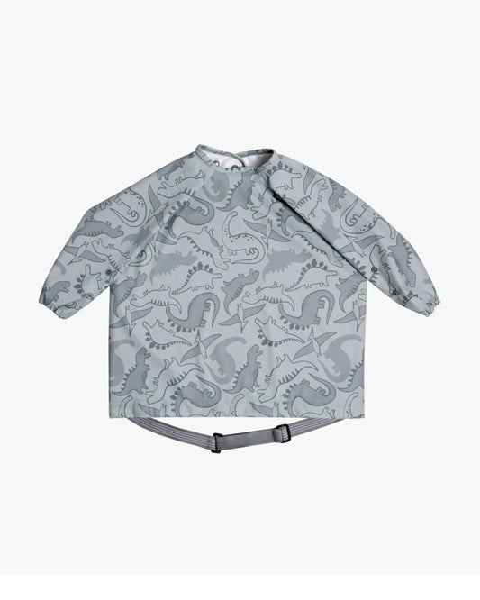 Bibado Long Sleeve Coverall Shirt Weaning Bib-Stain & Water Proof-Dino Roar Print-Grey-For Infants