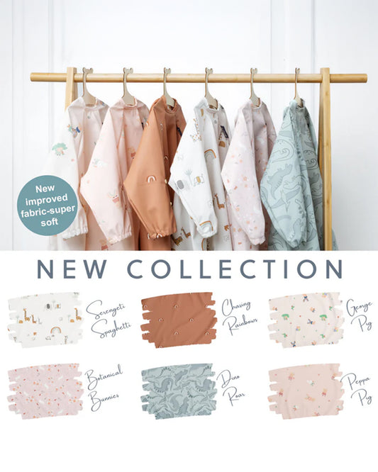 Bibado Long Sleeve Coverall Shirt Weaning Bib-Stain & Water Proof-Dino Roar Print-Grey-For Infants