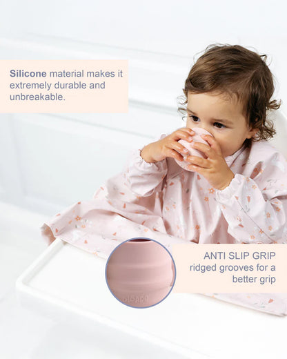 Bibado Sippit-Anti Slip-Silicone-Open Drinking Cup-Blush-Pack of 2-For Infants