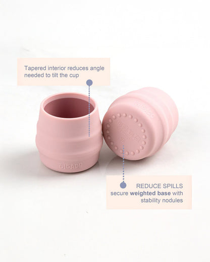 Bibado Sippit-Anti Slip-Silicone-Open Drinking Cup-Blush-Pack of 2-For Infants