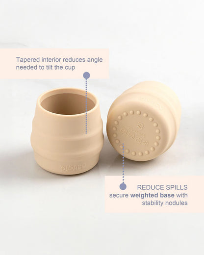 Bibado Sippit-Anti Slip-Silicone-Open Drinking Cup-Fawn-Pack of 2-For Infants